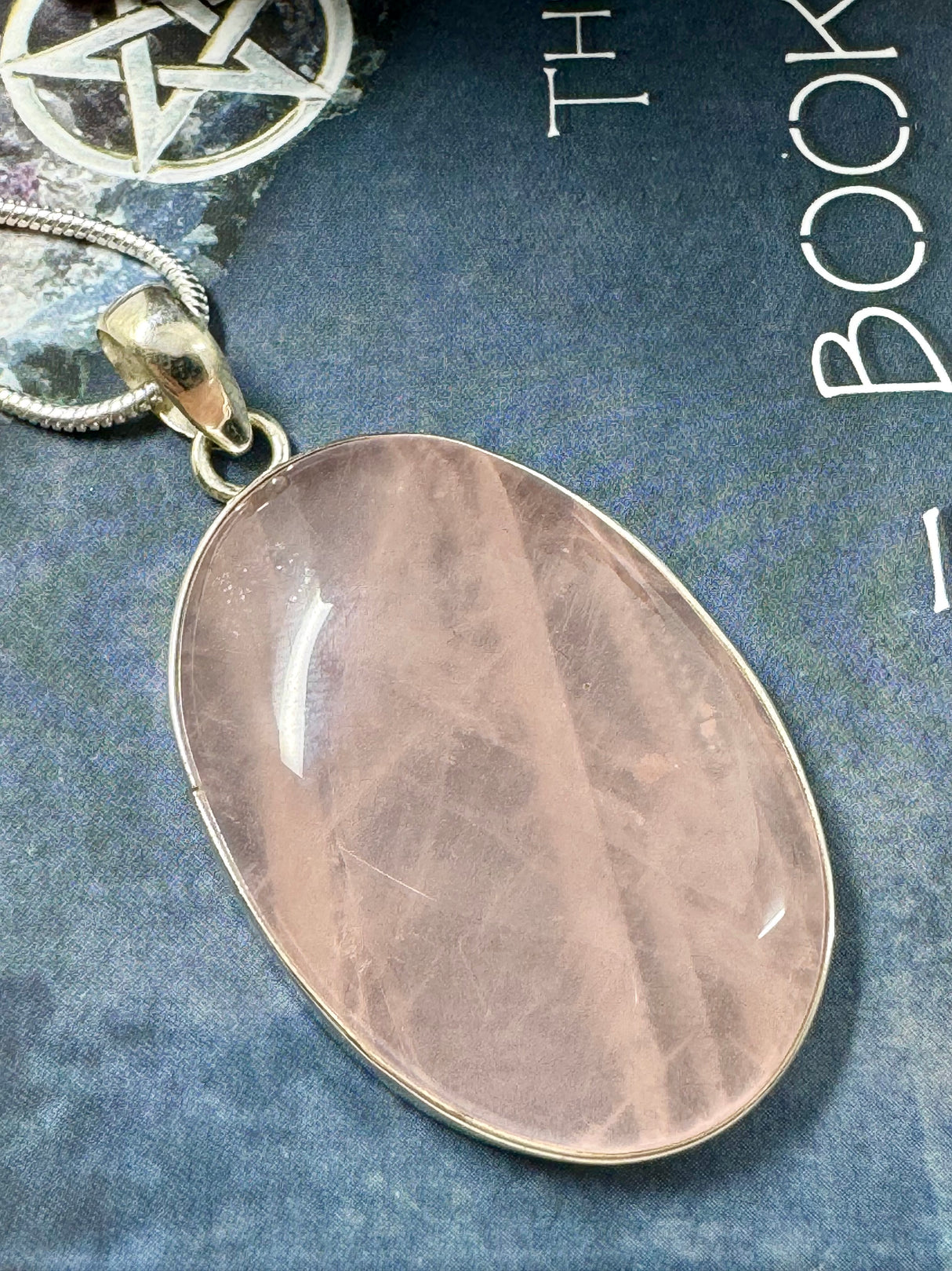 Rose Quartz XL Silver Pendant & Chain - “I radiate love, beauty, confidence and grace”.