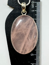 Rose Quartz XL Silver Pendant & Chain - “I radiate love, beauty, confidence and grace”.