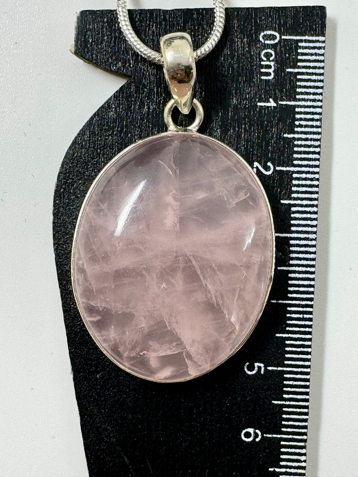 Rose Quartz XL Silver Pendant & Chain - “I radiate love, beauty, confidence and grace”.