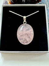 Rose Quartz XL Silver Pendant & Chain - “I radiate love, beauty, confidence and grace”.