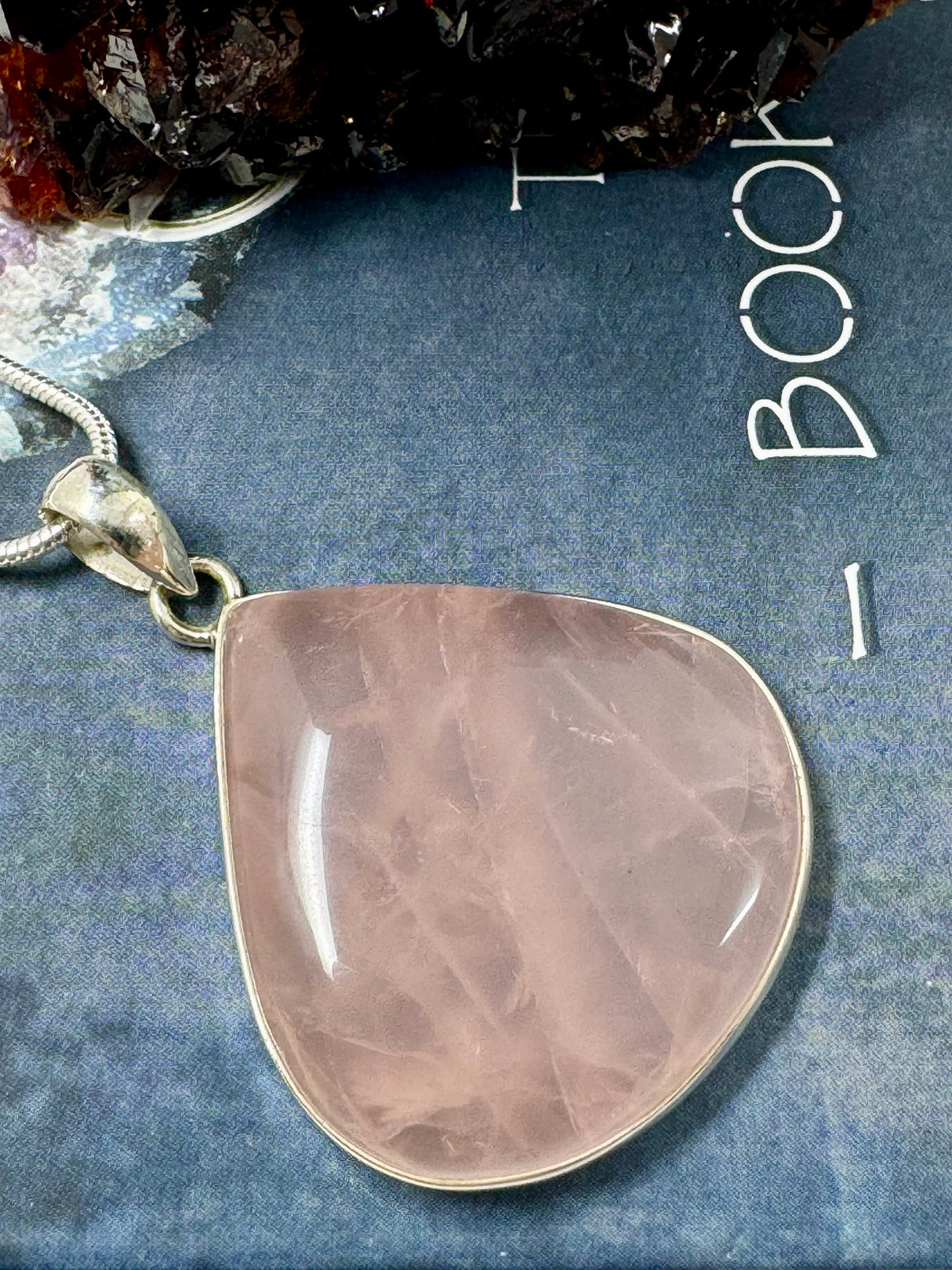 Rose Quartz XL Silver Pendant & Chain - “I radiate love, beauty, confidence and grace”.