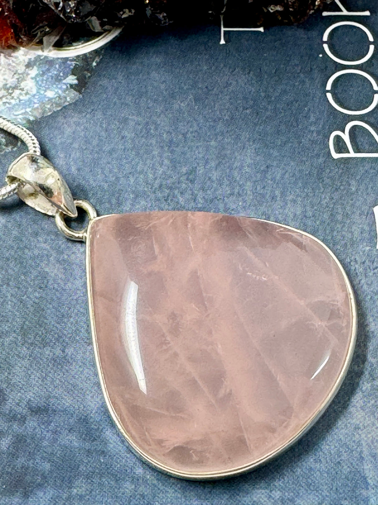 Rose Quartz XL Silver Pendant & Chain - “I radiate love, beauty, confidence and grace”.