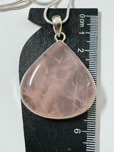 Rose Quartz XL Silver Pendant & Chain - “I radiate love, beauty, confidence and grace”.