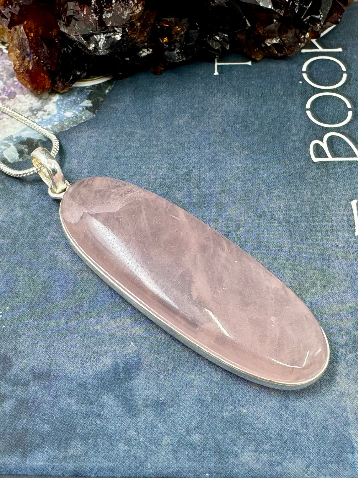 Rose Quartz XL Silver Pendant & Chain - “I radiate love, beauty, confidence and grace”.