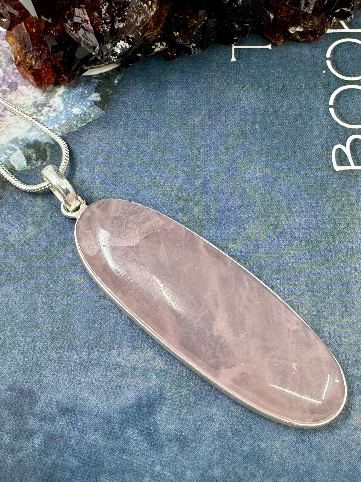 Rose Quartz XL Silver Pendant & Chain - “I radiate love, beauty, confidence and grace”.