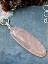 Rose Quartz XL Silver Pendant & Chain - “I radiate love, beauty, confidence and grace”.