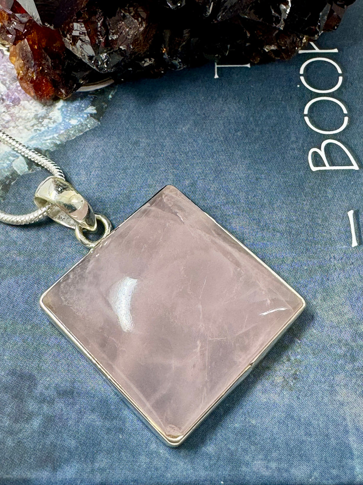 Rose Quartz XL Silver Pendant & Chain - “I radiate love, beauty, confidence and grace”.