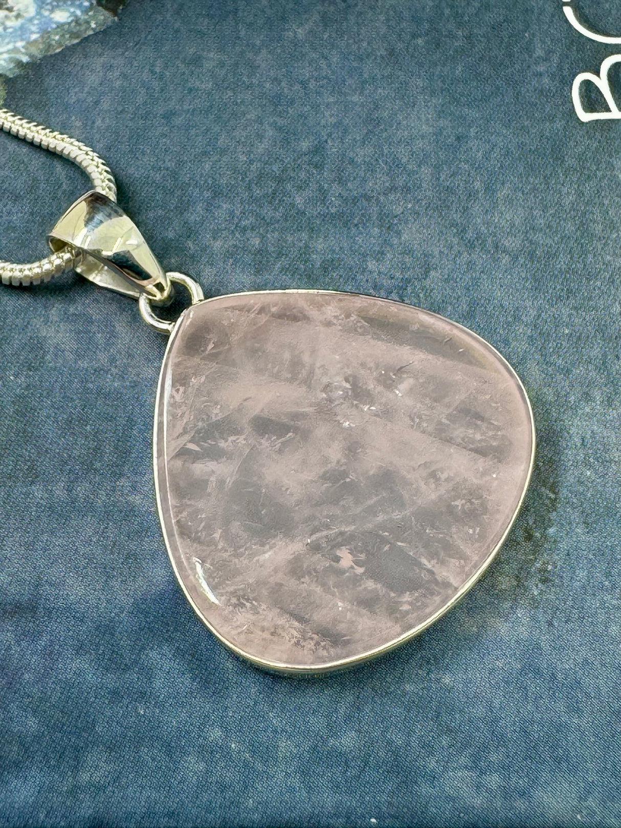 Rose Quartz Silver Pendant & Chain - “I radiate love, beauty, confidence and grace”.