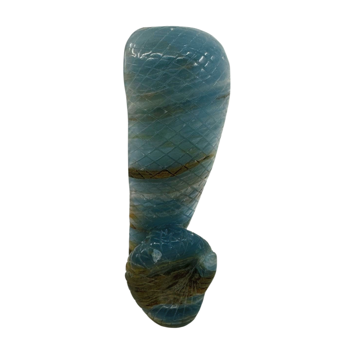 Blue Onyx Snake Carving 306g - Peace and Happiness