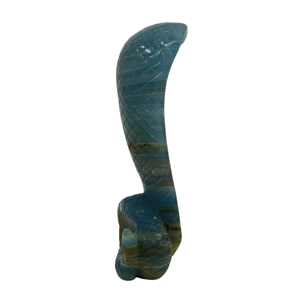 Blue Onyx Snake Carving 306g - Peace and Happiness