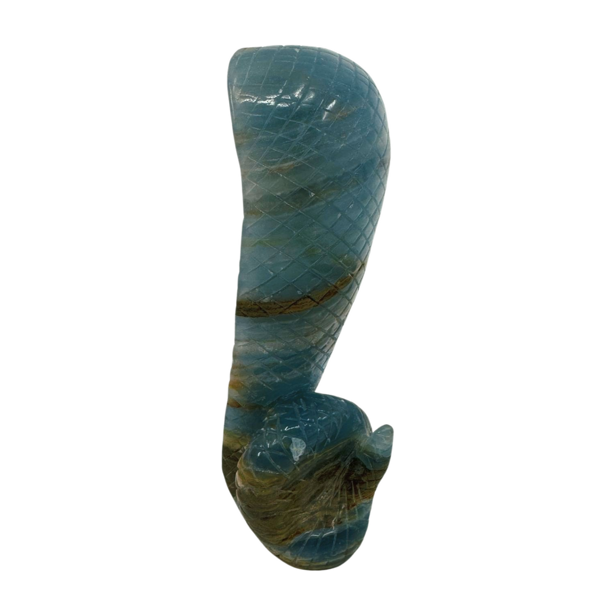 Blue Onyx Snake Carving 306g - Peace and Happiness