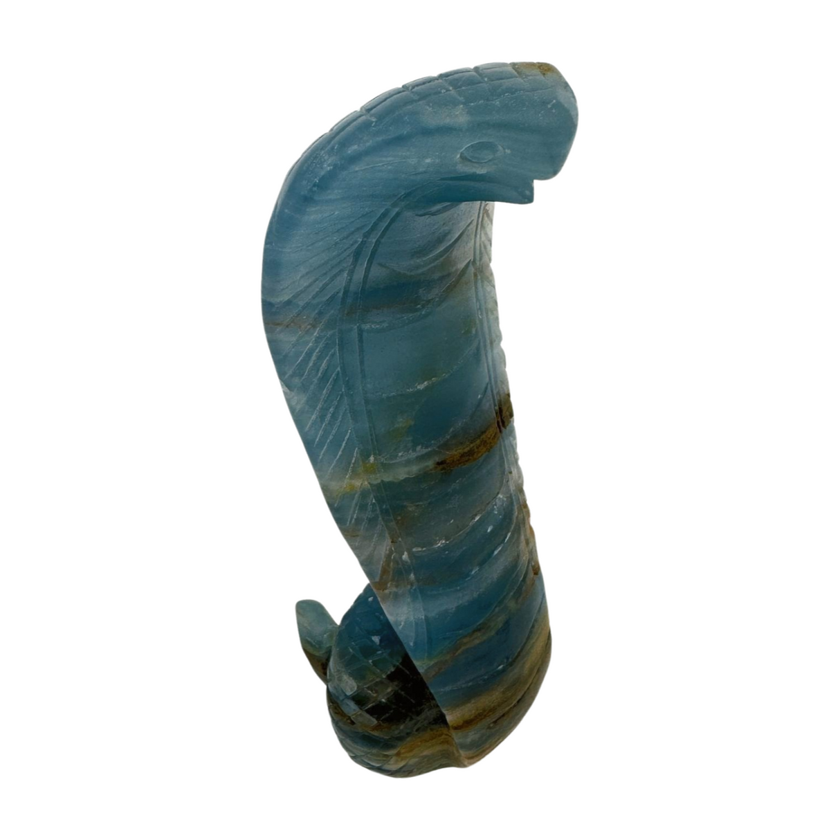 Blue Onyx Snake Carving 306g - Peace and Happiness