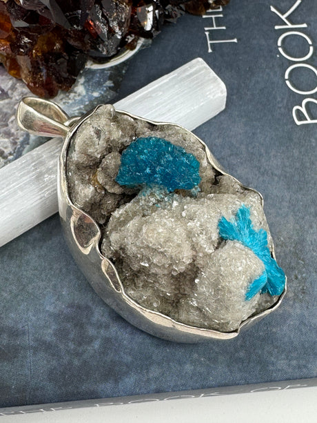 Cavansite XL Silver Pendant - Significant Life Changes