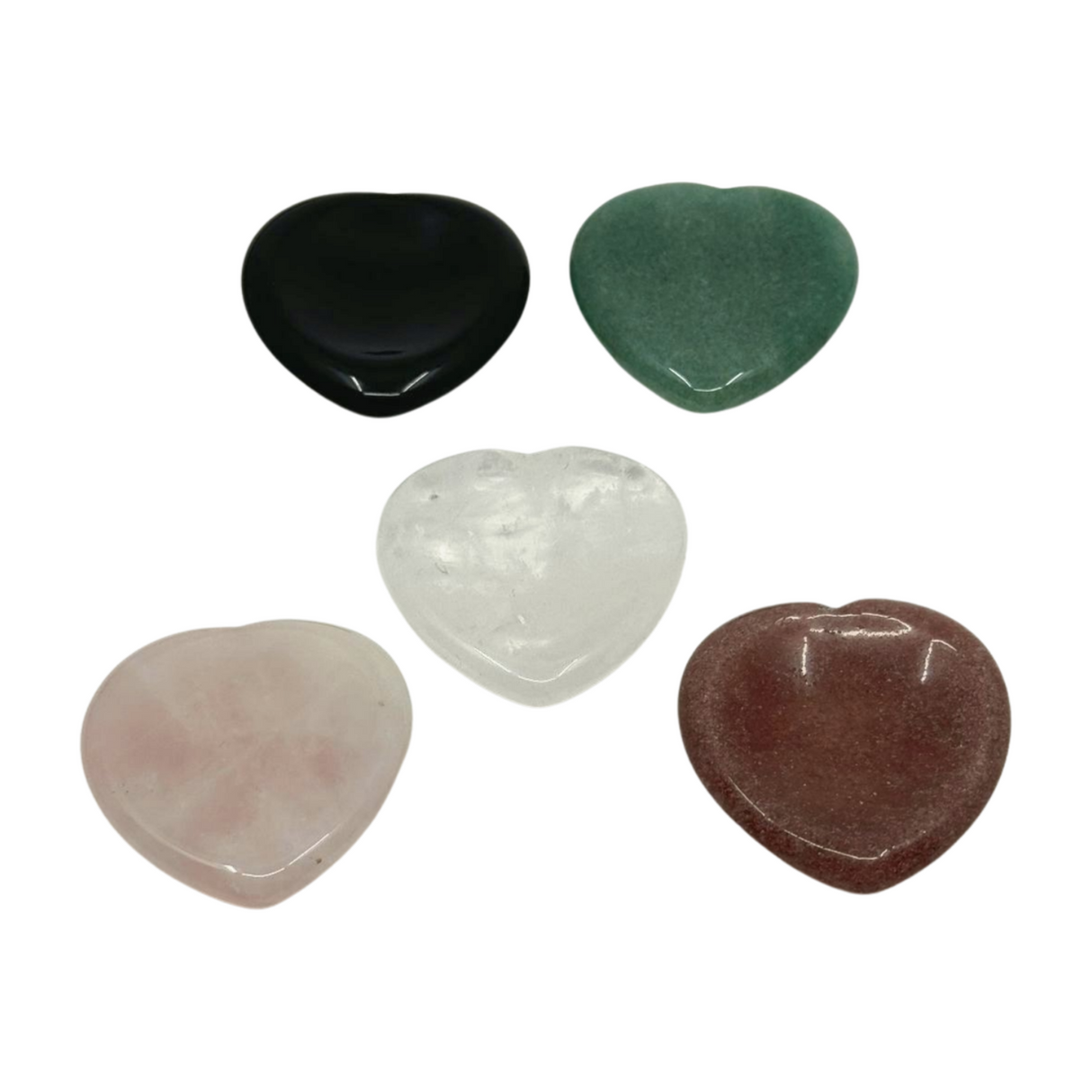 Strawberry Quartz Heart Shaped Worry Stone with thumb indent