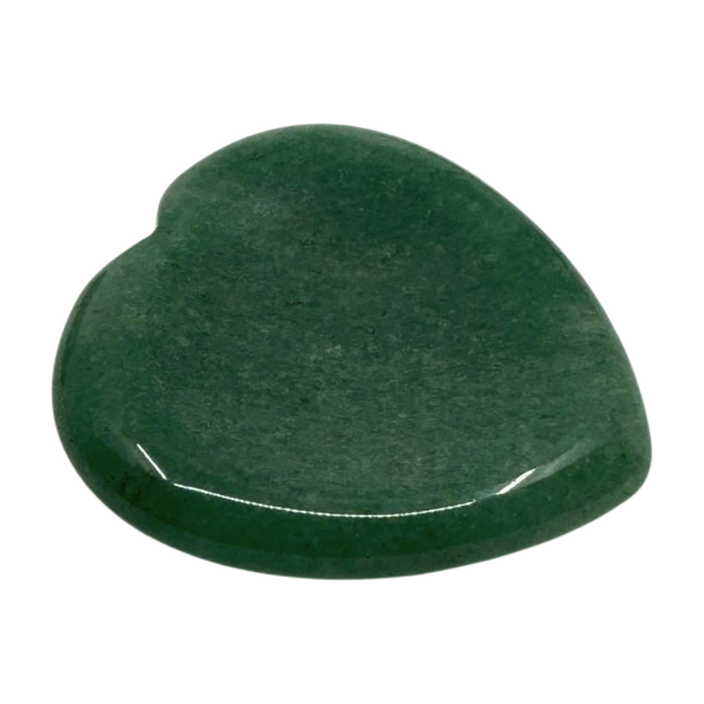 Green Aventurine Heart Shaped Worry Stone with thumb indent