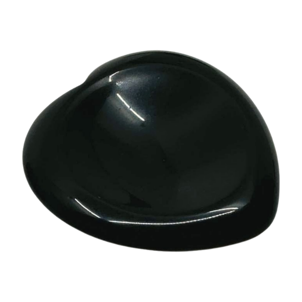 Black Obsidian Heart Shaped Worry Stone with thumb indent