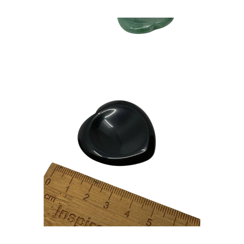 Black Obsidian Heart Shaped Worry Stone with thumb indent