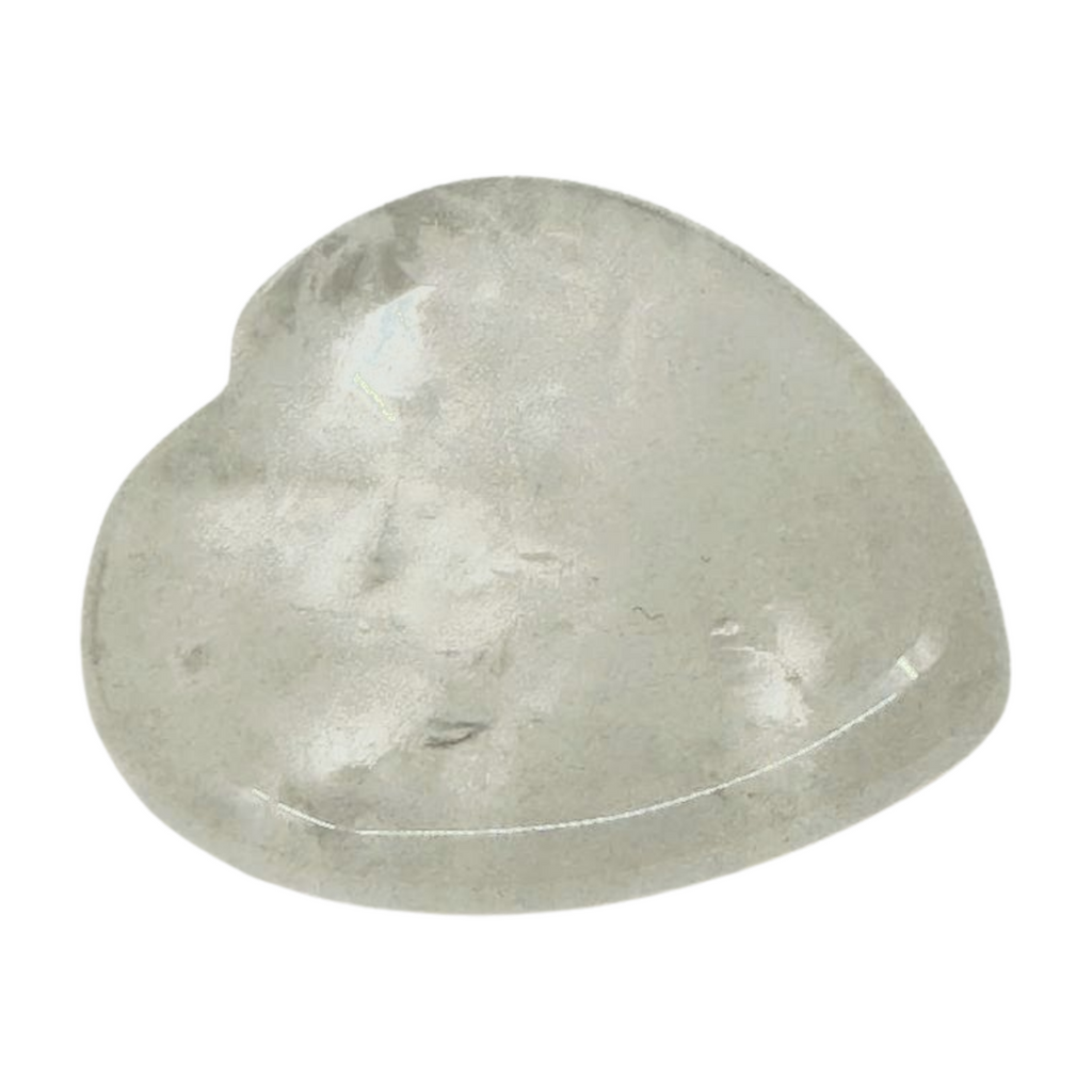 Clear Quartz Heart Shaped Worry Stone with thumb indent