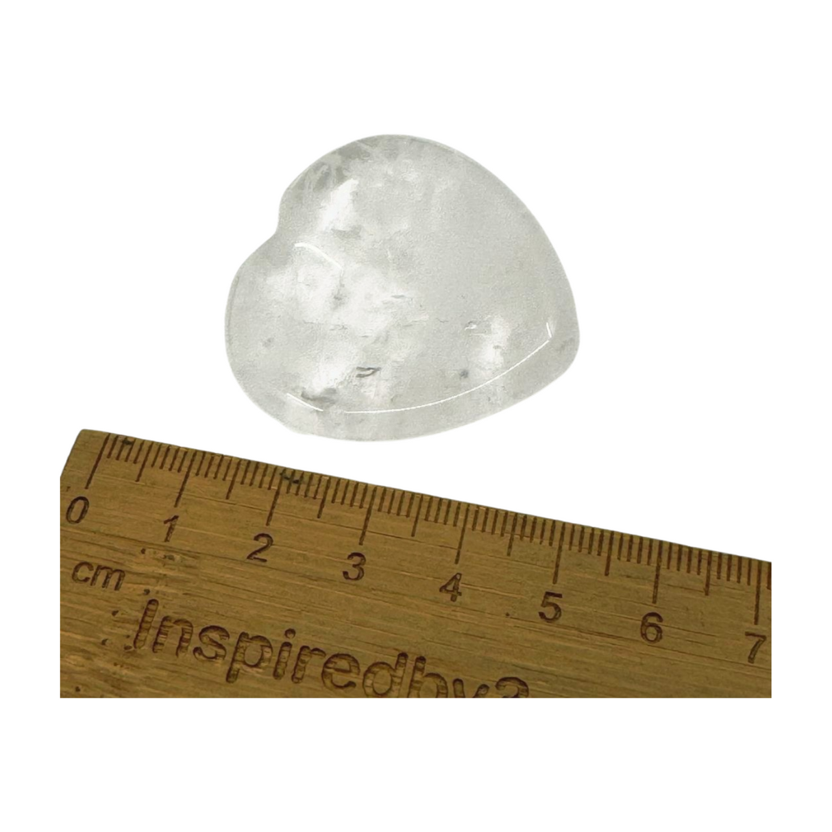 Clear Quartz Heart Shaped Worry Stone with thumb indent