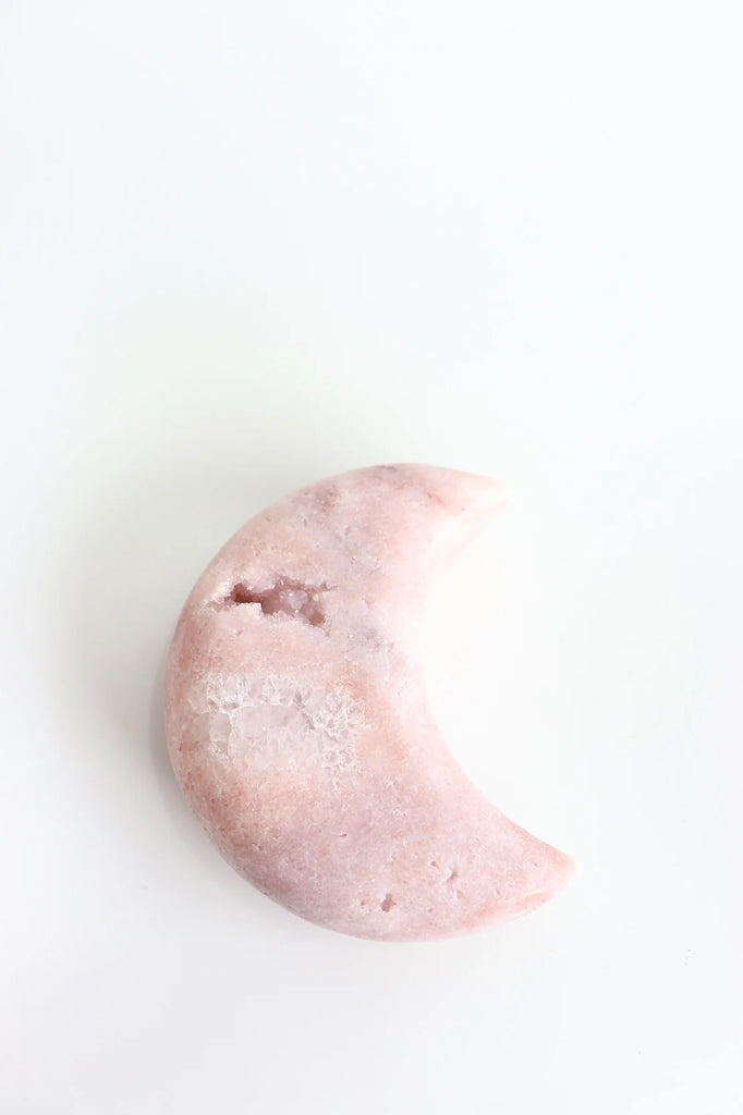 Pink Amethyst Moon Carving 369g - “ I am a strong and loving person”.
