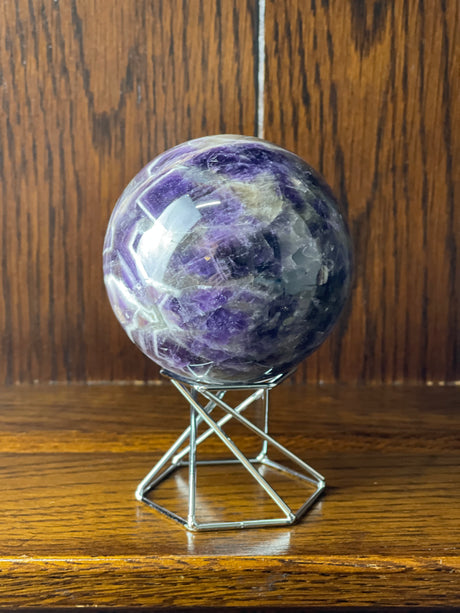 Chevron Amethyst Sphere & Stand 571g - Spiritual Journey