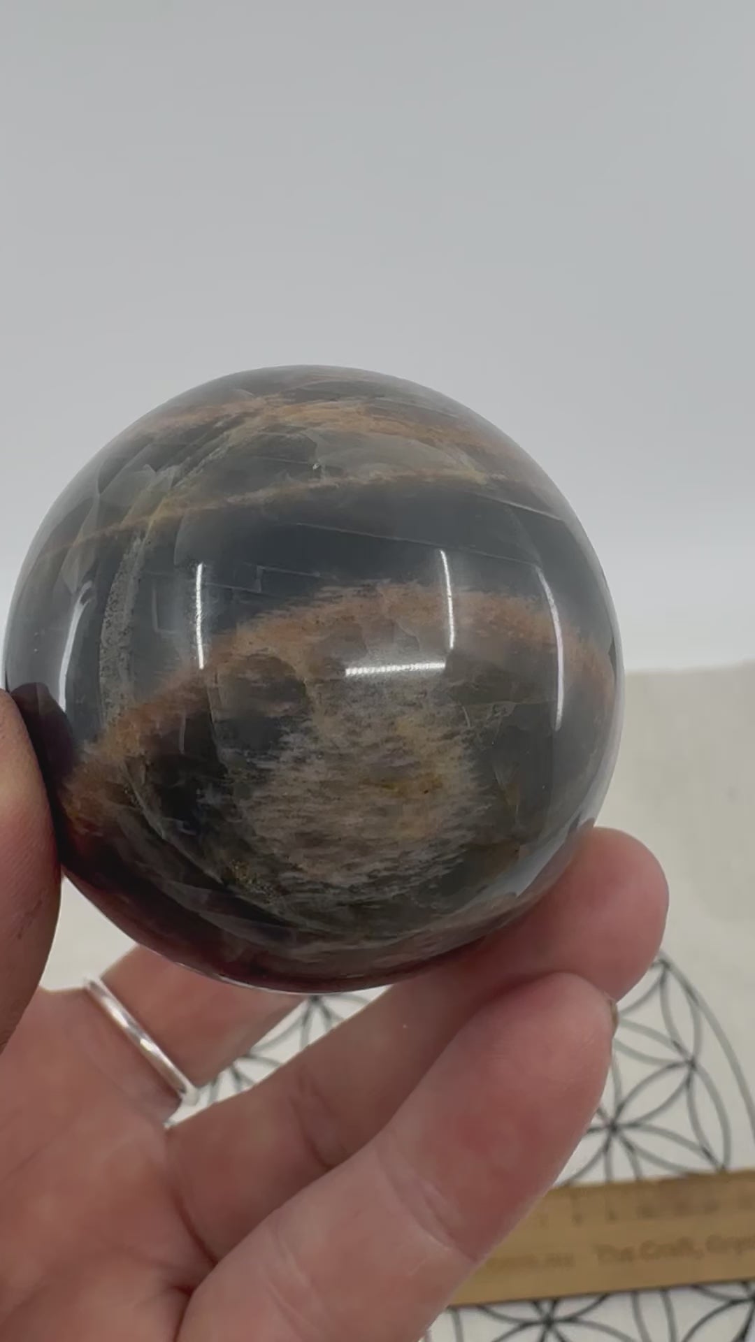 Black Moonstone Sphere 244g - ‘'I am open and ready for new beginnings in my life”.