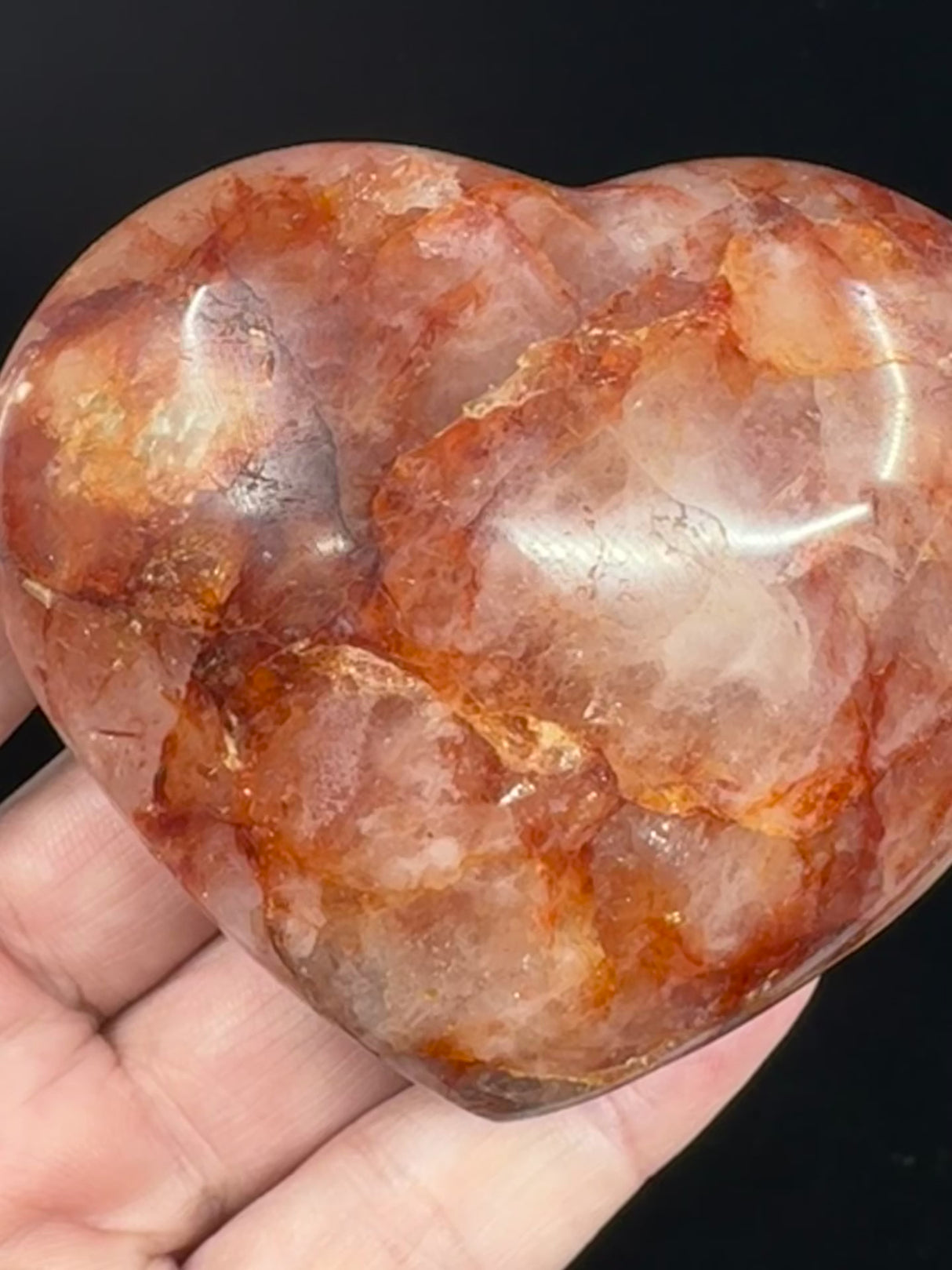 Fire Quartz Heart, Hematite Inclusions  252g - "My thoughts are clear, grounded, and focused."