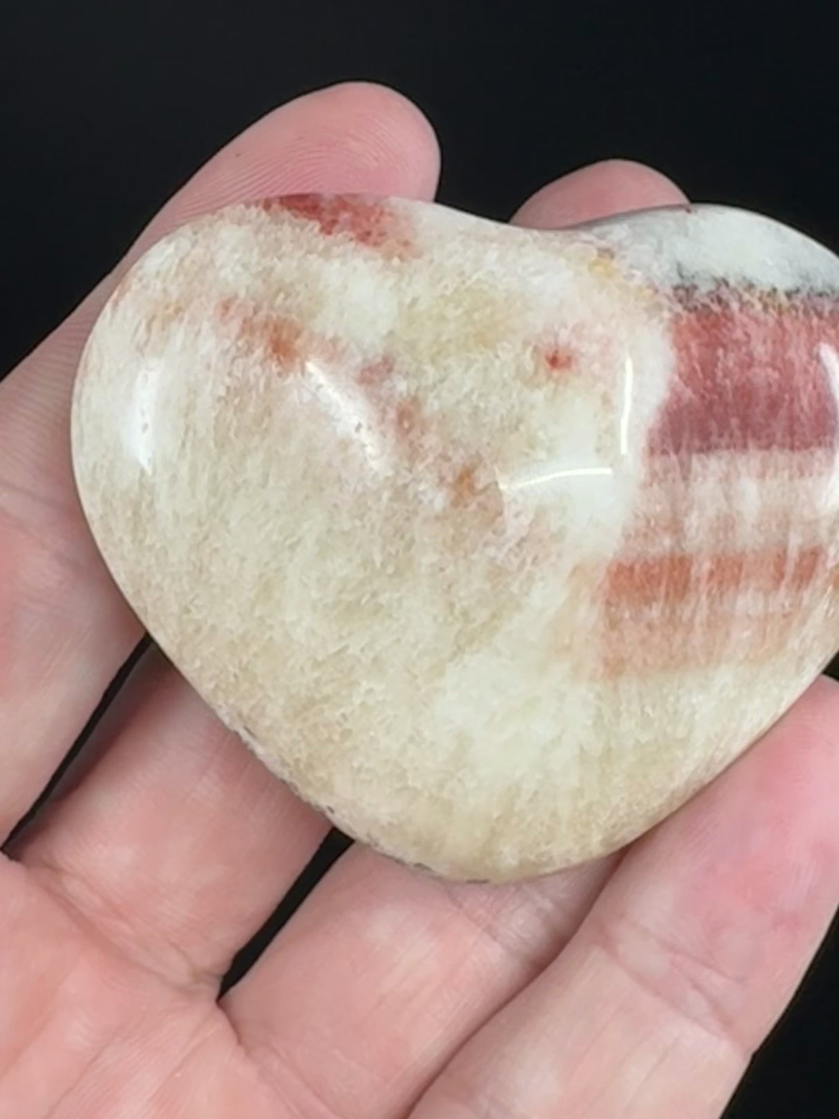 Red Banded Calcite Heart 96g - For Detoxification & Energy. “I love &amp; appreciate my body