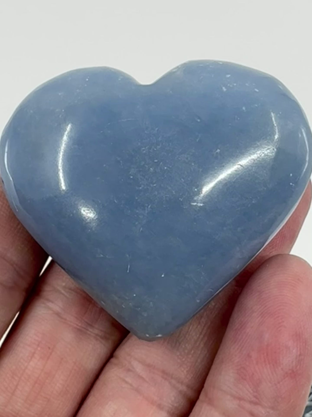 Angelite Puffy Heart 70g - "I am open and ready to receive angelic guidance."