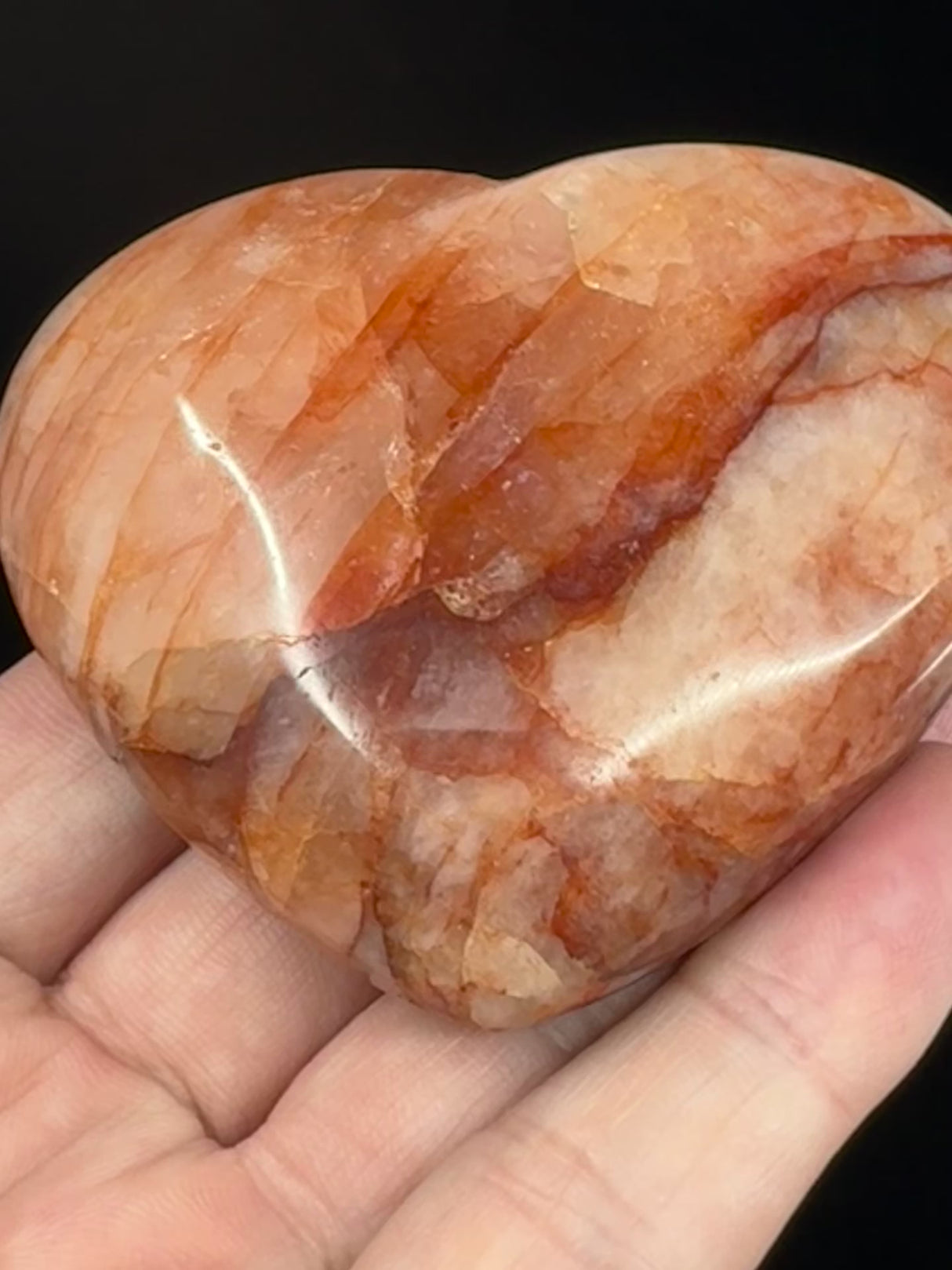 Fire Quartz Heart, Hematite Inclusions  180g - "My thoughts are clear, grounded, and focused."