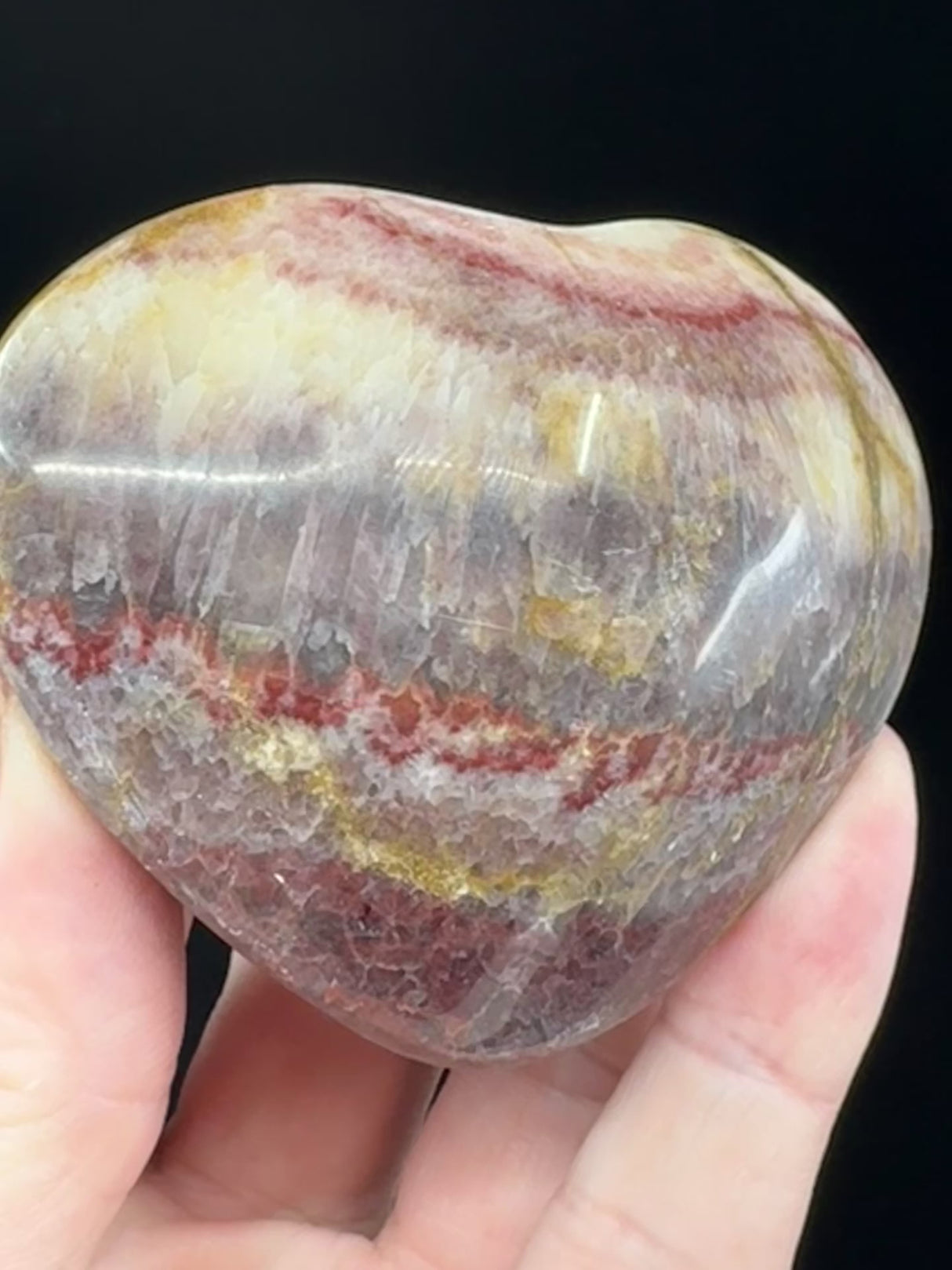 Red Banded Calcite Heart 146g - For Detoxification & Energy. “I love &amp; appreciate my body