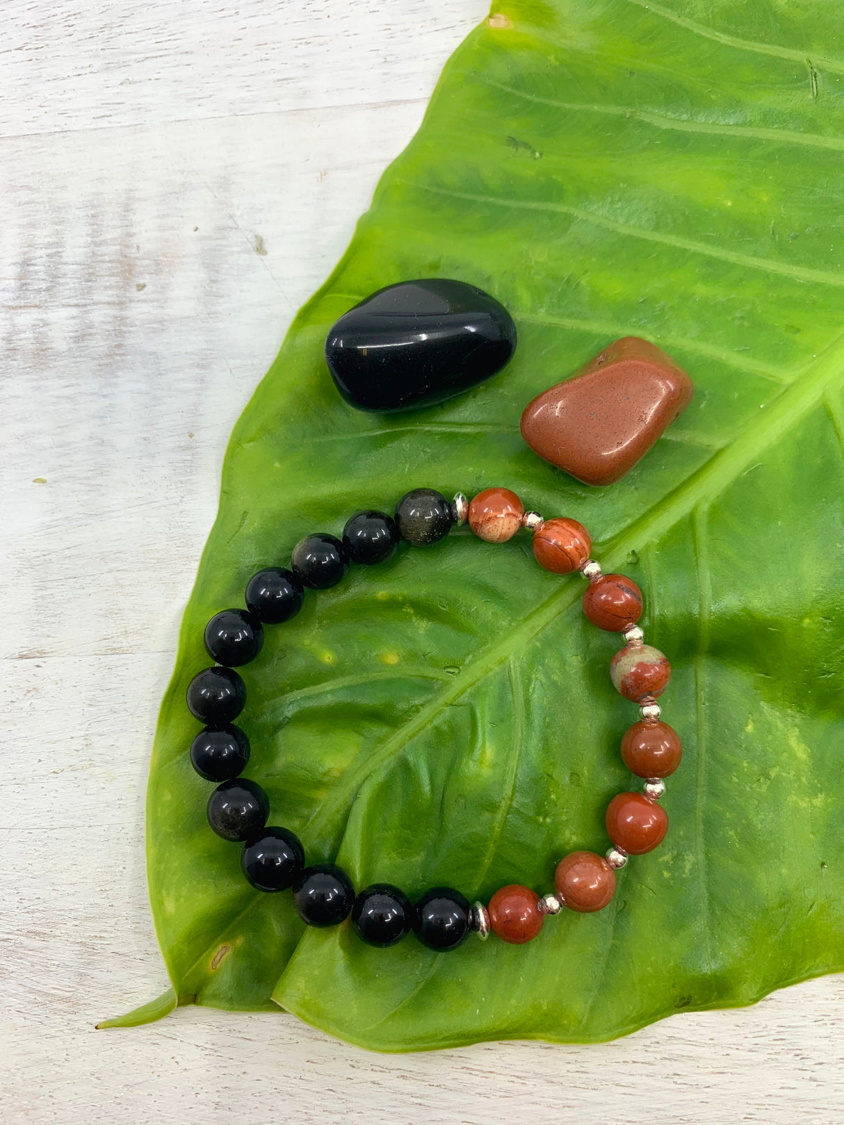 Red Jasper & Gold Sheen Obsidian - Grounding Bracelet