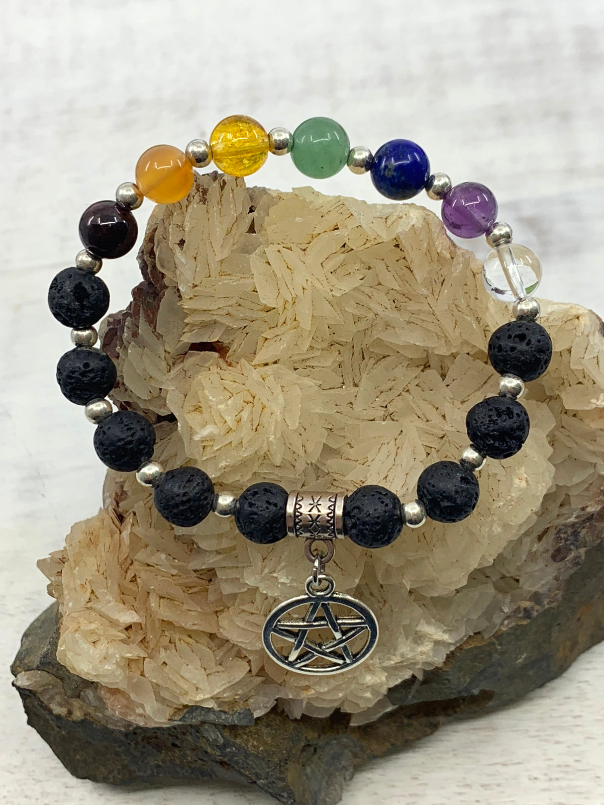 Chakra Diffuser Pentacle Charm Bracelet