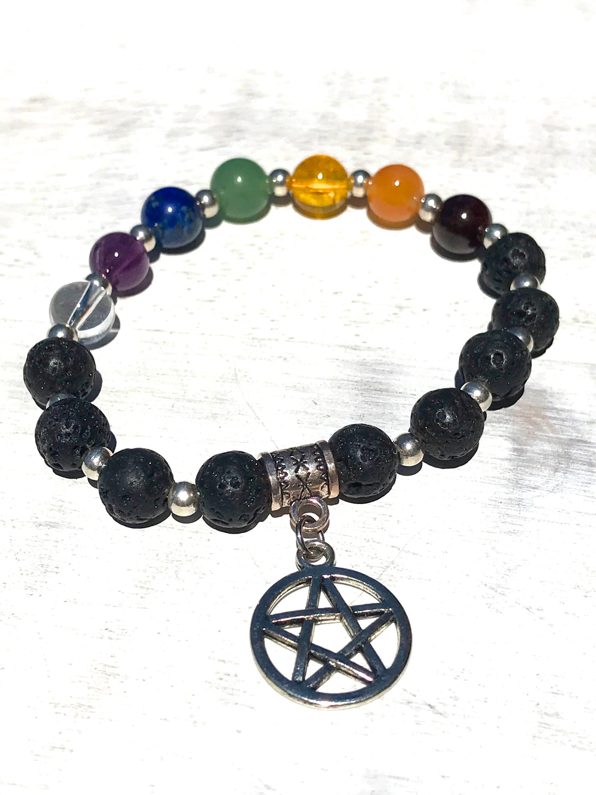 Chakra Diffuser Pentacle Charm Bracelet