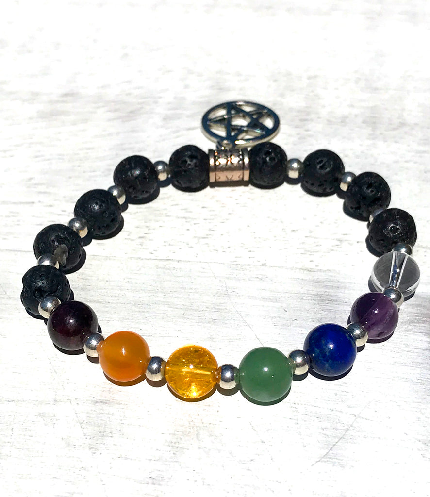 Chakra Diffuser Pentacle Charm Bracelet