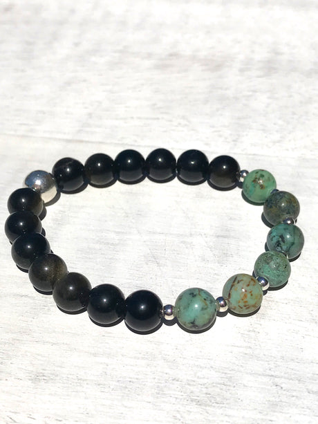 African Turquoise Sterling Silver Bracelet - Friendship