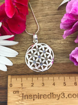 Moonstone Rainbow Flower of Life Silver Pendant - Inner Peace & Harmony