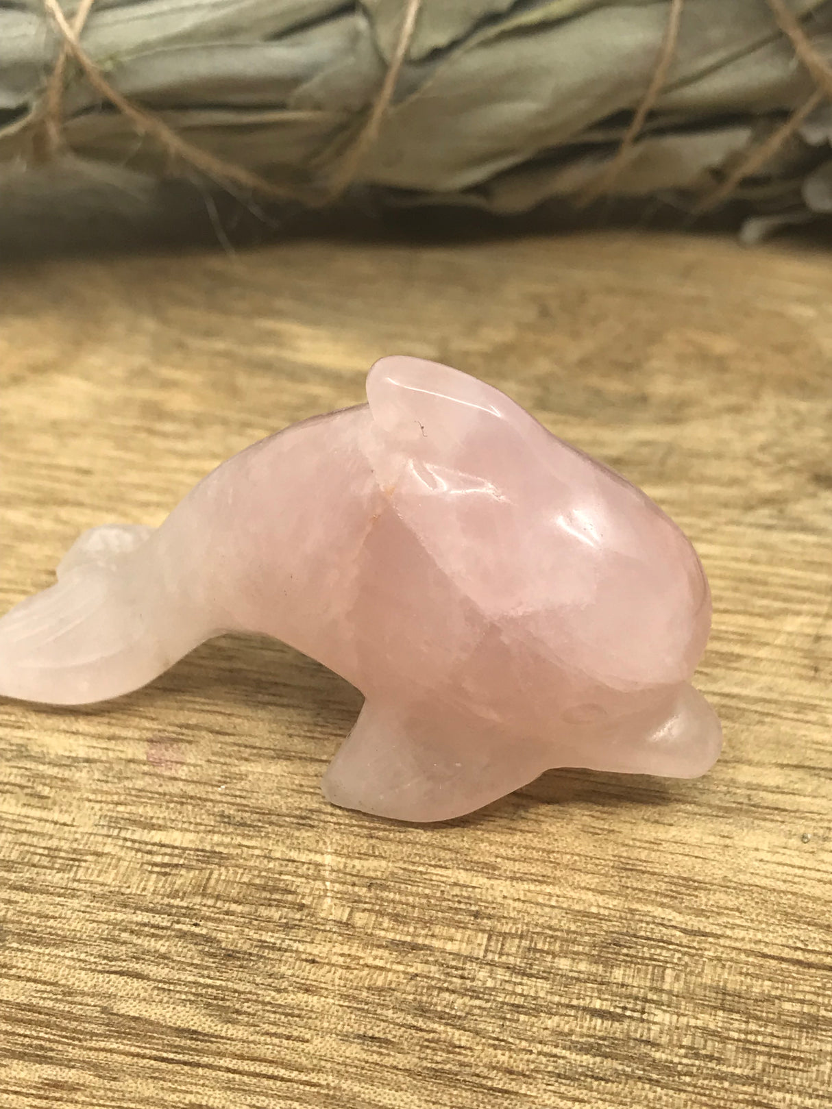 Rose Quartz Dolphin Carving 7cm - Love. Stress Relief