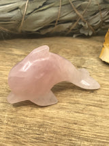 Rose Quartz Dolphin Carving 7cm - Love. Stress Relief