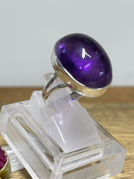 Amethyst Silver Ring - Size 6