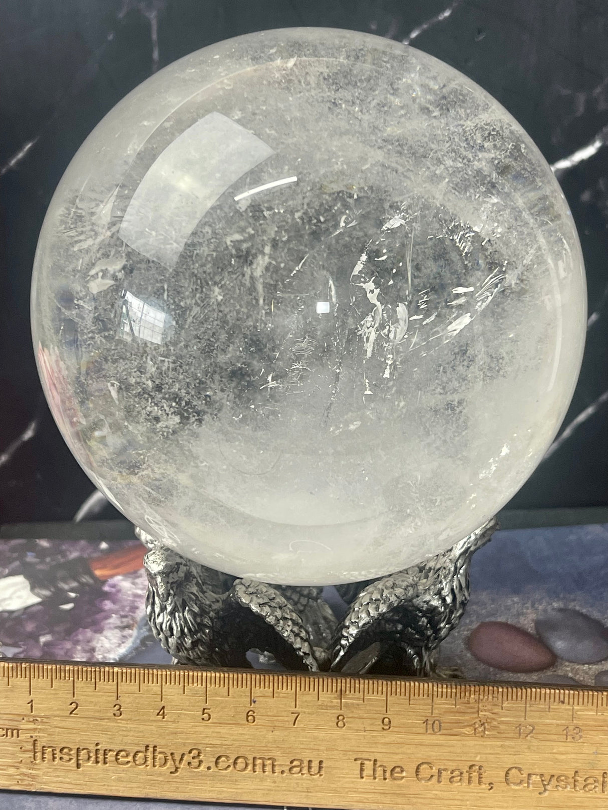 Clear Quartz Sphere from Madagascar 2.522kilos - 12cm - “I have the power to manifest all my dreams and desires”.