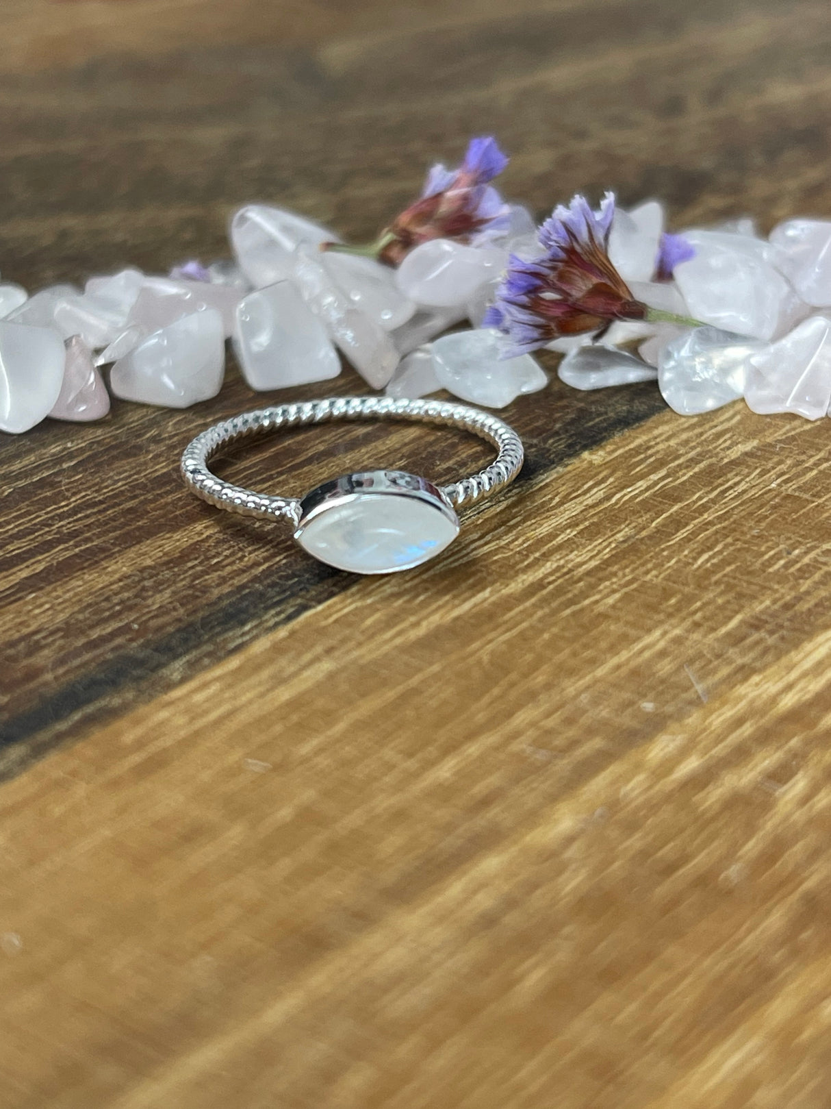 Rainbow Moonstone Ring Size 6 - Inner Peace. Protection.