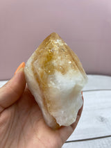 Citrine Polished Point with Key Imprint #4 - Manifestation. Meditation