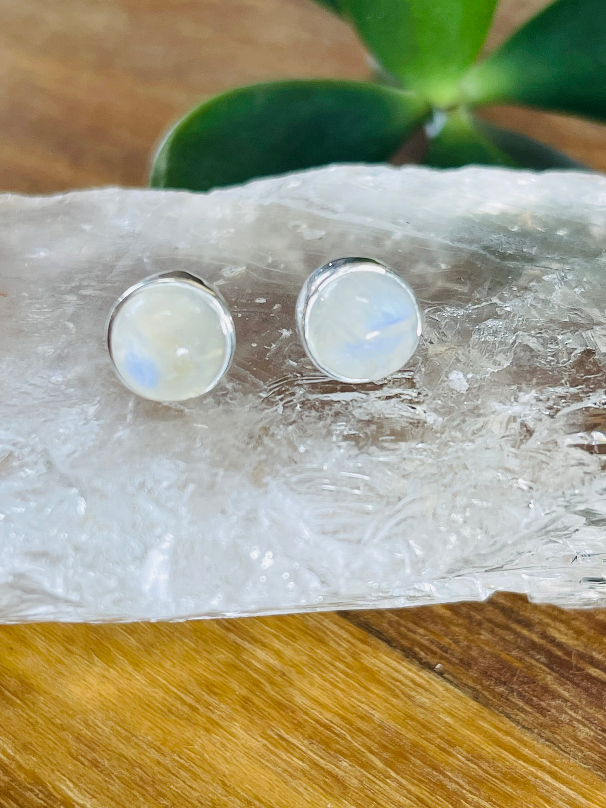 Moonstone Stud Silver Earrings - Inner Peace & Harmony