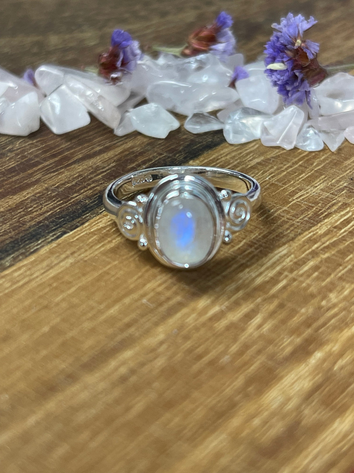 Rainbow Moonstone Ring Size 6 - Inner Peace. Protection.