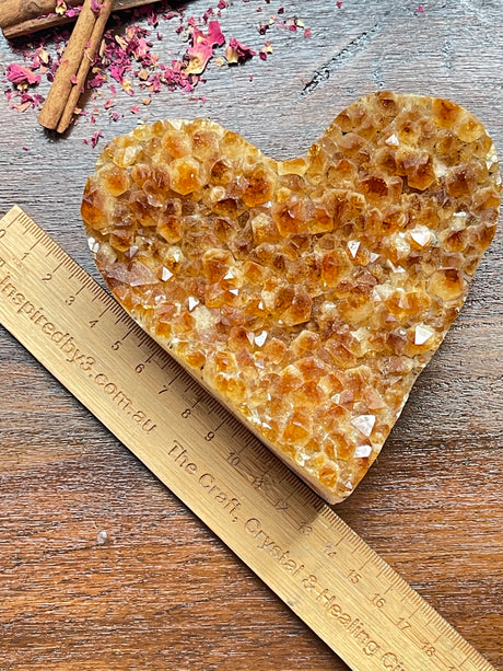 Citrine Cluster Heart 690g on Stand  -  “I am successful in all areas of life”.