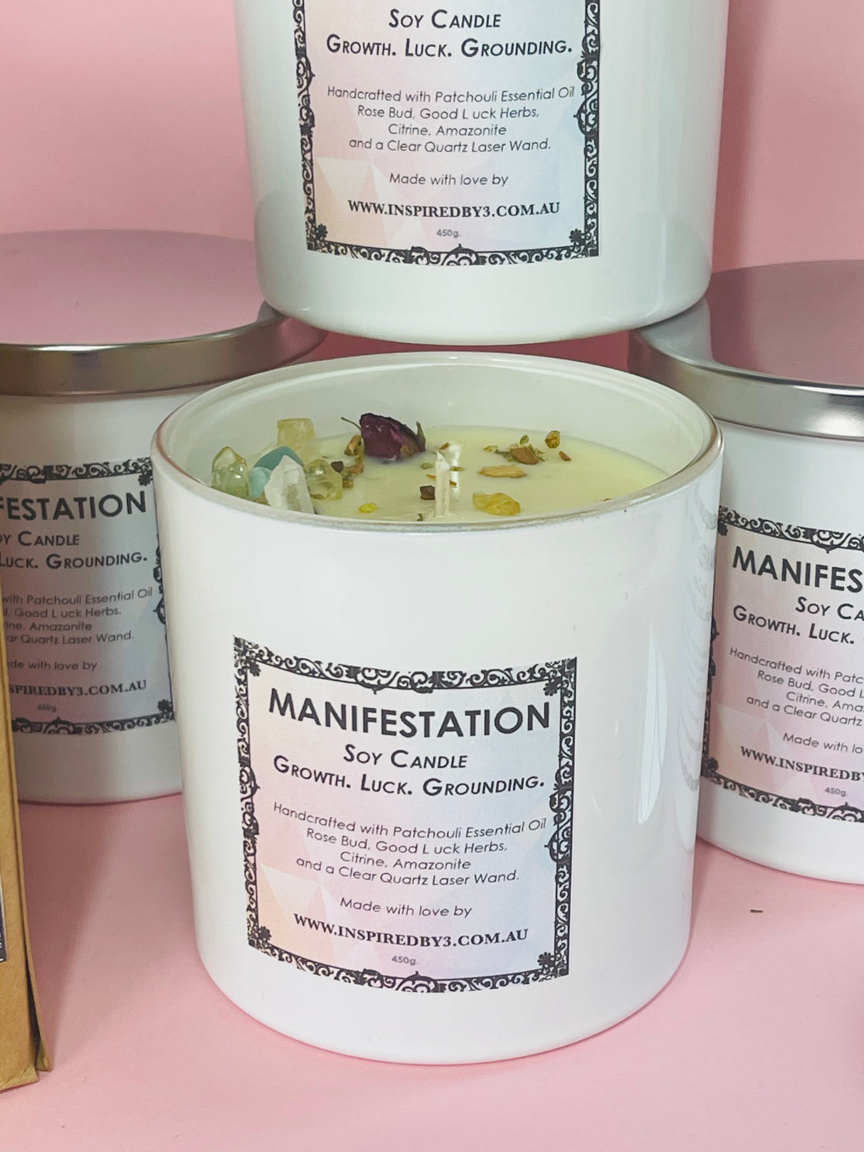 Manifestation Candle - Grounding. Growth. Good Luck. Patchouli & Vetiver Essential Oil