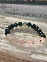 Rose Quartz & Tourmaline Sterling Silver Bracelet