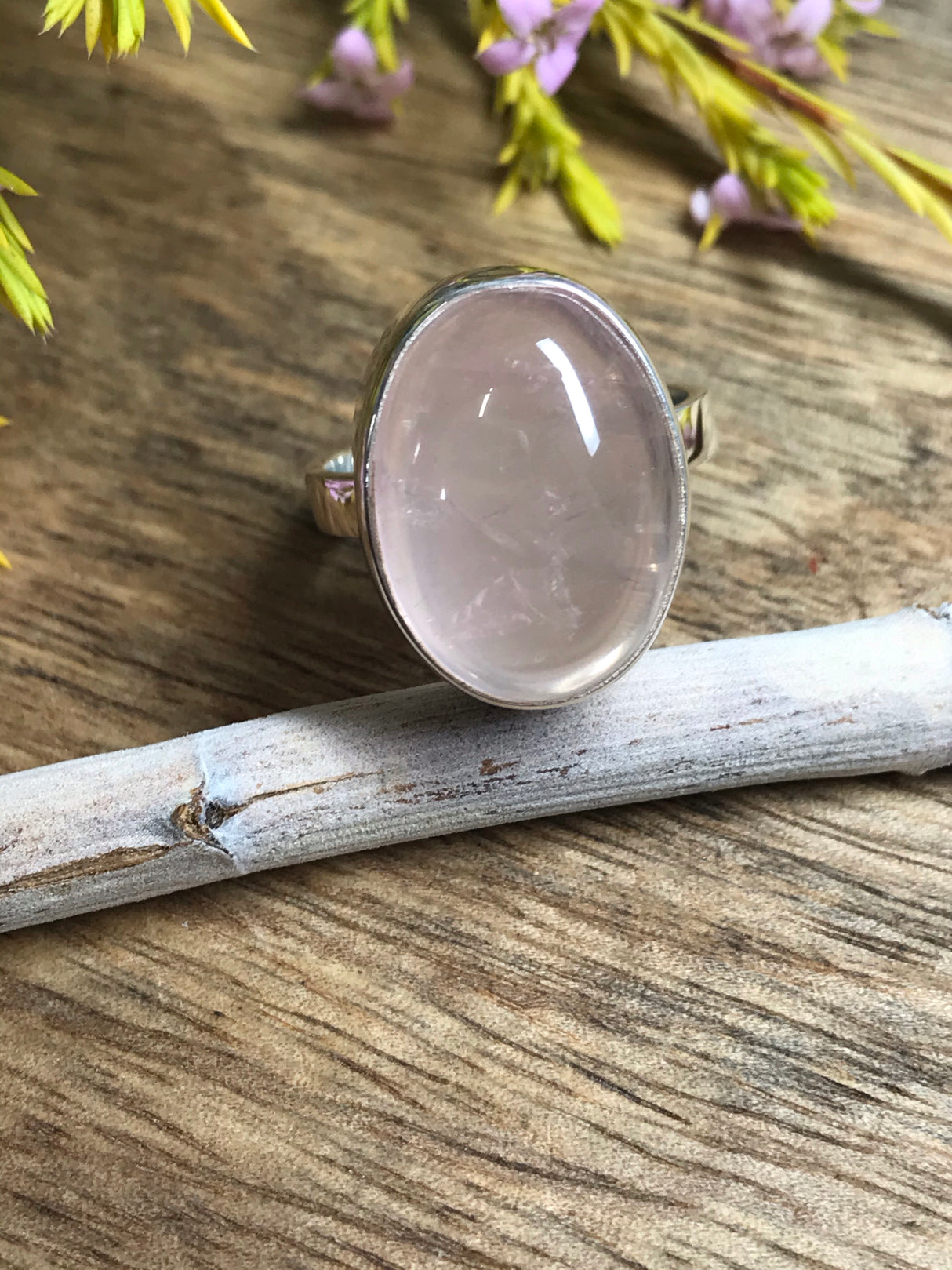 Rose Quartz Ring Size 8 - Love & Stress Relief