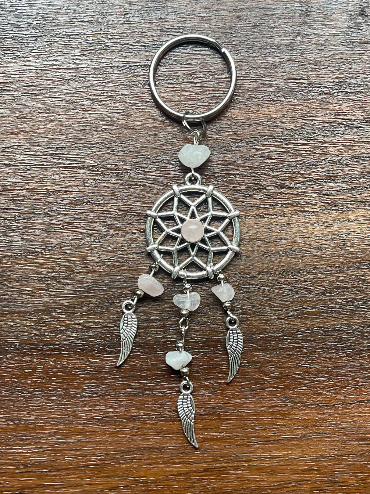 Dream Catcher Keyring Rose Quartz - Love & Peace